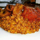 Beans and fried plantains at Hombaze, Johannesburg